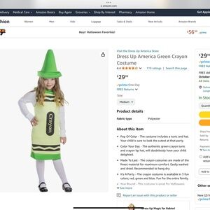 Dress Up America Green Crayon Costume Halloween Costume. Kids Size Medium. NWT